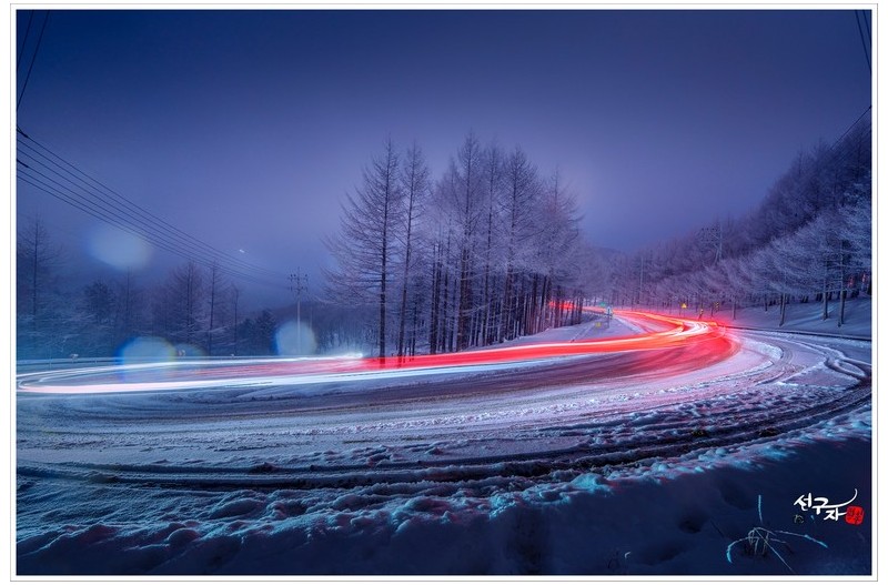 겨울산을 향하는 궤적