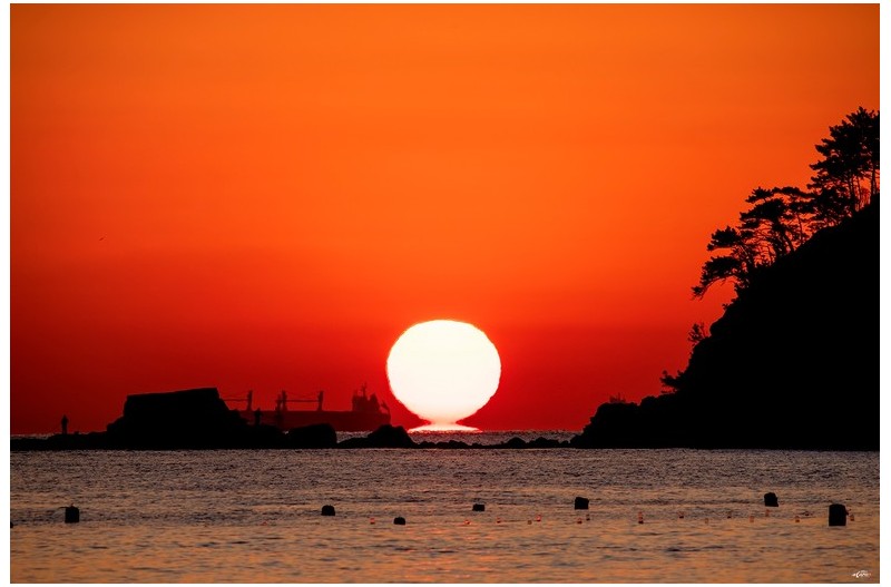 모자섬 일출