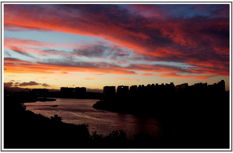 남대천 저녁 노을