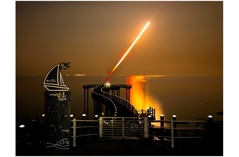 포항 이가리 닻 일출괘적