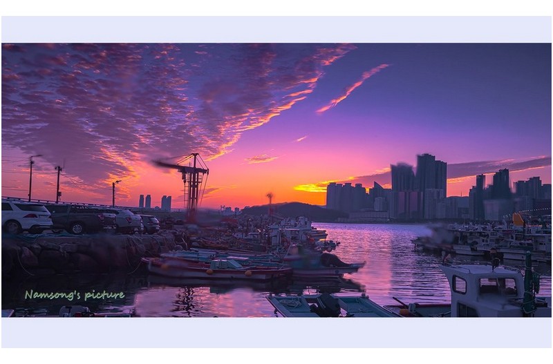 미포의 저녁 노을 ----