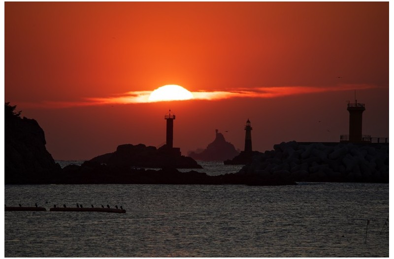 다대포 여명과 오메가 일출