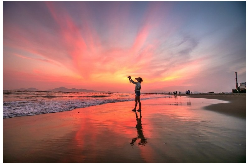 여름 바다 노을