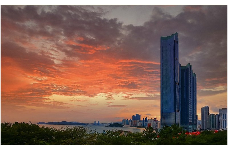 해운대 해 저물때