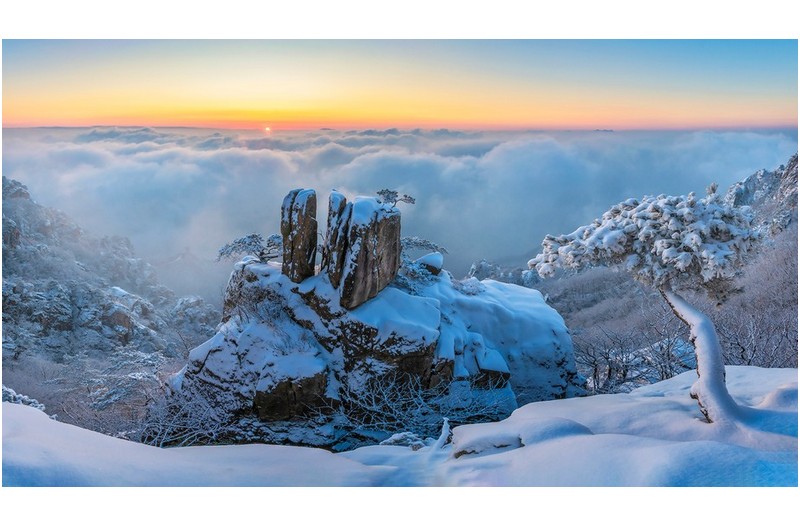 삼남매바위 설경을 즐기다