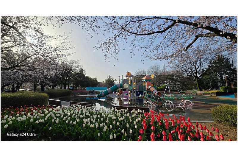 봄날의 아침 어린이 놀이터 ----