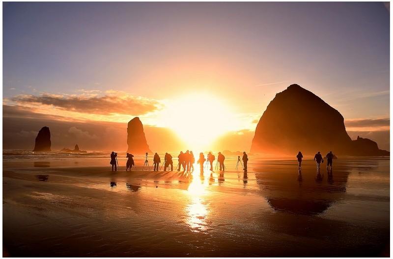 미국 케논비치 일몰 풍경