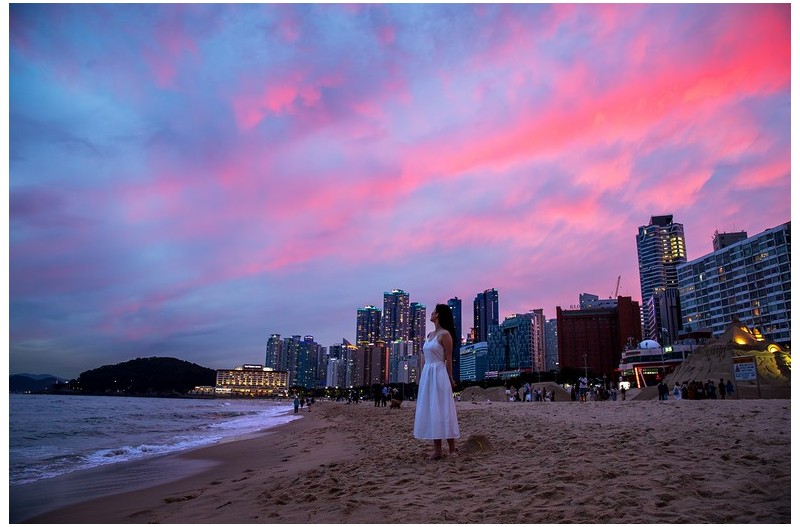 해운대 저녁 노을