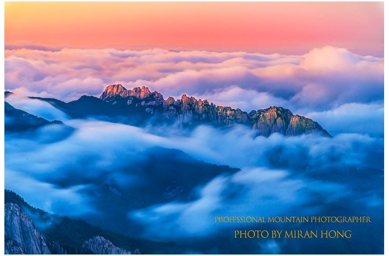 신선대에서 바라본 울산바위 일몰