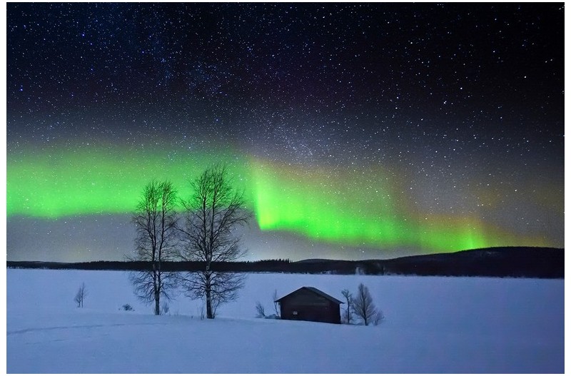 오로라와 설경