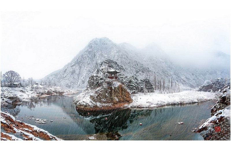 월류봉눈 내리는 날