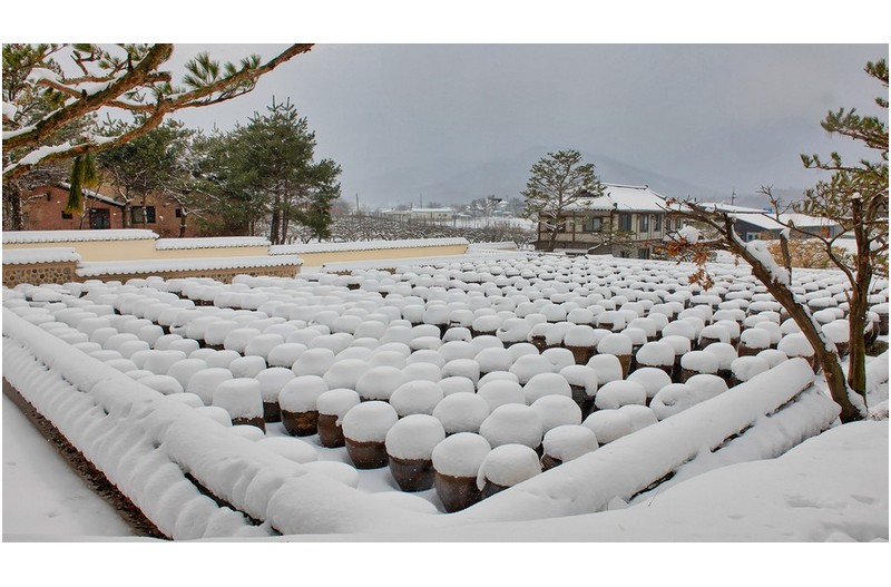 눈 내린 장독대